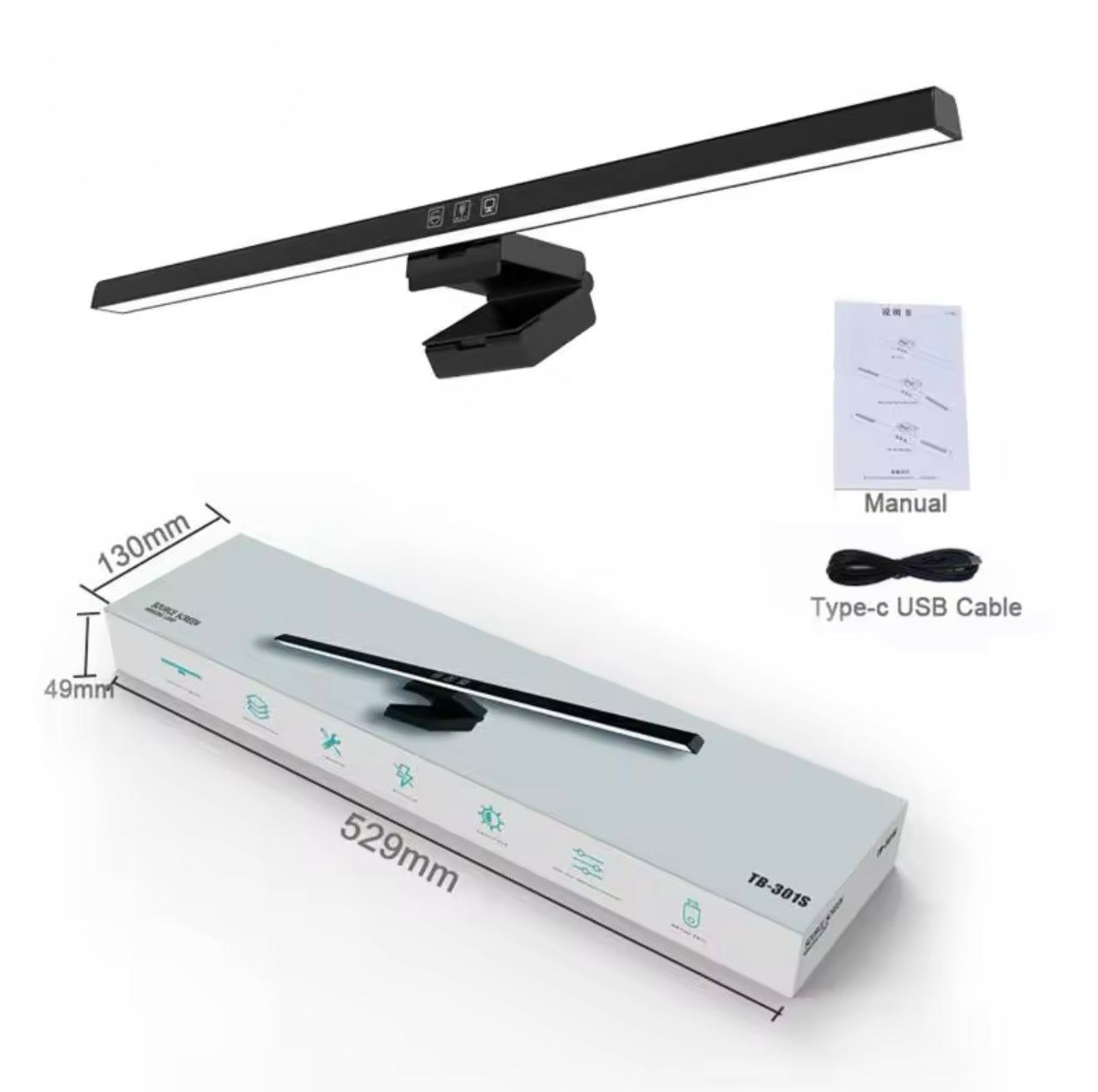 50cm Monitor Hanging Light – Eye Protection & Space-Saving