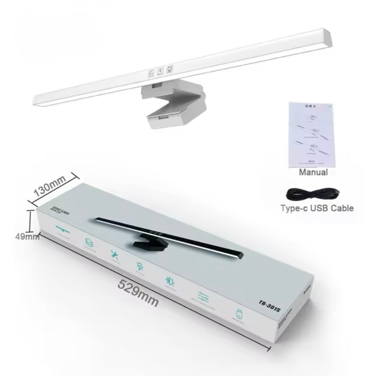 50cm Monitor Hanging Light – Eye Protection & Space-Saving