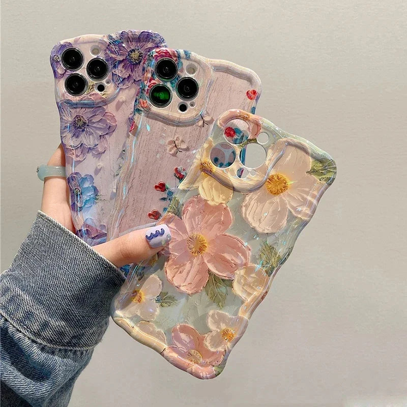 Laser Floral iPhone Case – Shockproof & Glossy