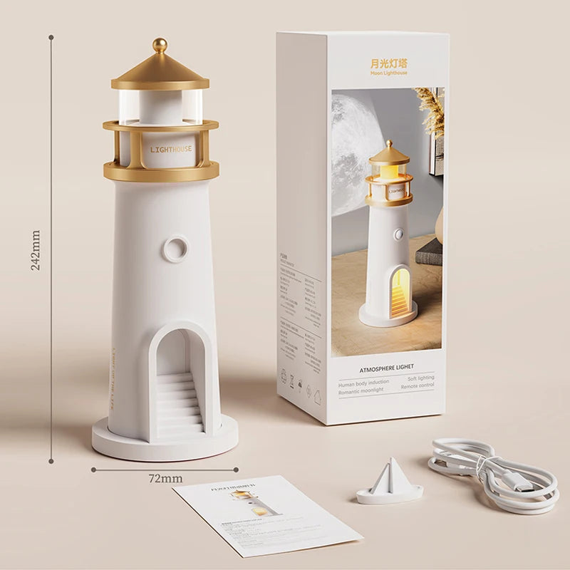 Moon Projection Lighthouse Lamp
