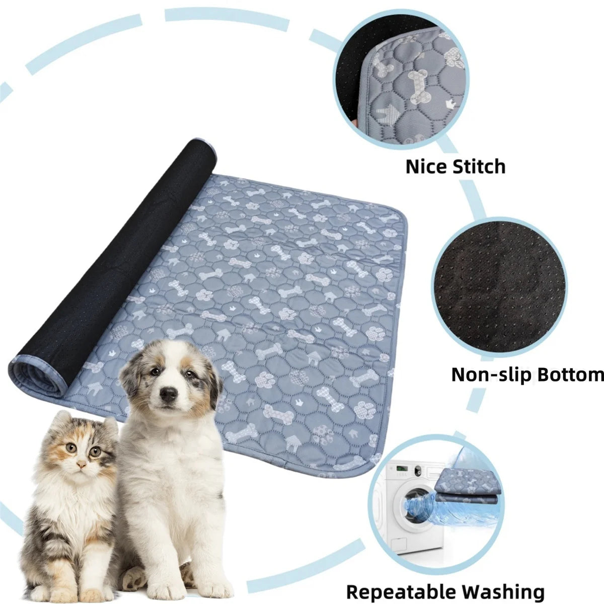Washable Dog Pee Pad – Reusable Waterproof Pet Mat