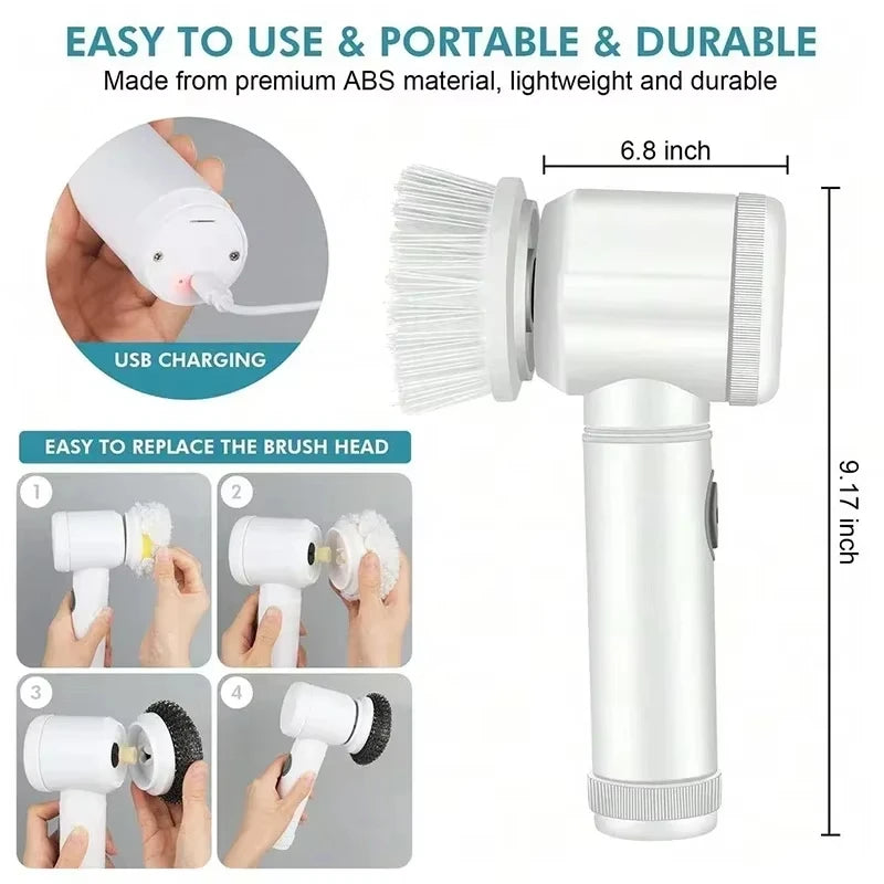Electric Spin Scrubber β 5-in-1 Rechargeable Cleaning Brush