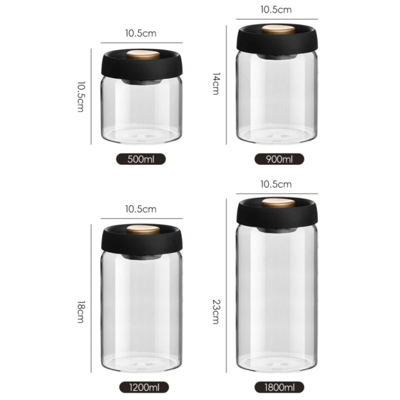 Vacuum Sealed Glass Jar for Coffee, Tea & Food Storage
