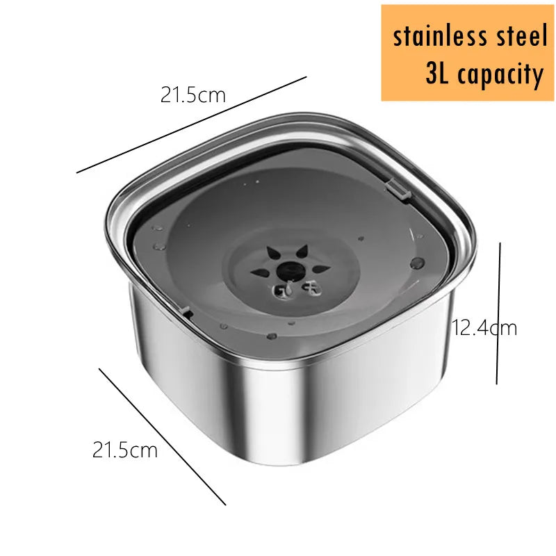 3L Stainless Steel Dog Bowl – Anti-Splash Water Dish