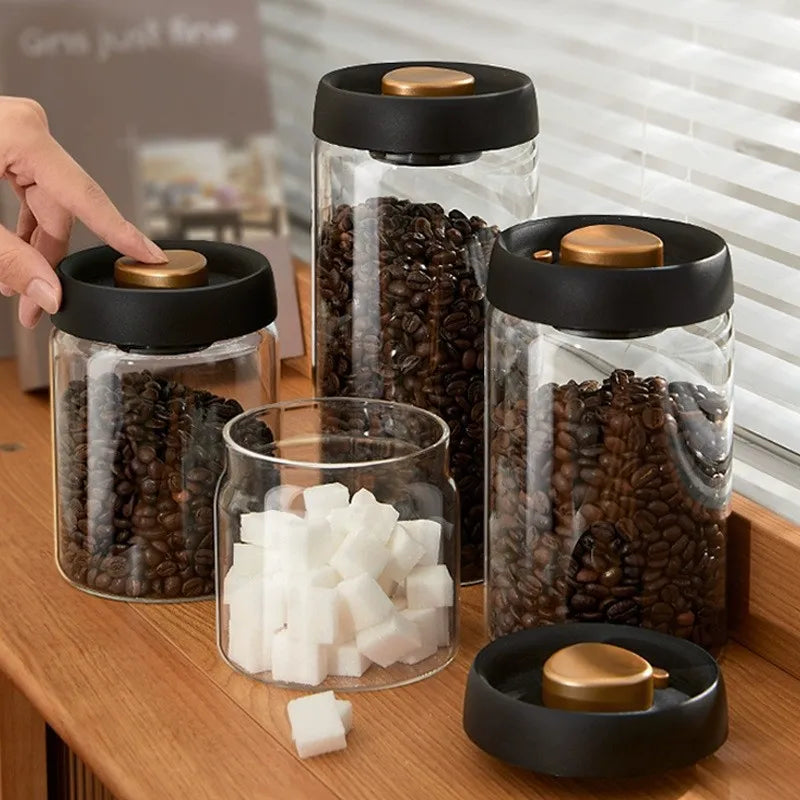 Vacuum Sealed Glass Jar for Coffee, Tea & Food Storage
