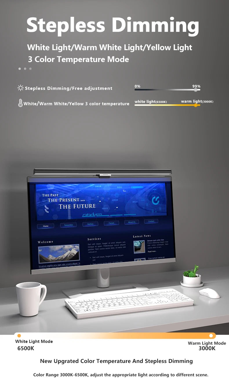 50cm Monitor Hanging Light – Eye Protection & Space-Saving