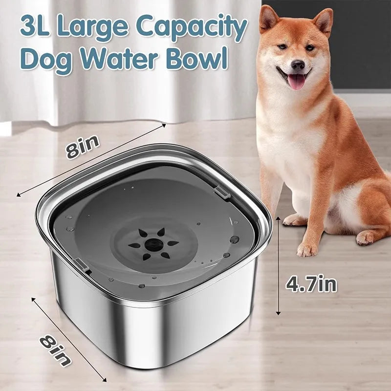 3L Stainless Steel Dog Bowl – Anti-Splash Water Dish