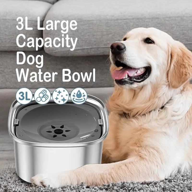 3L Stainless Steel Dog Bowl – Anti-Splash Water Dish