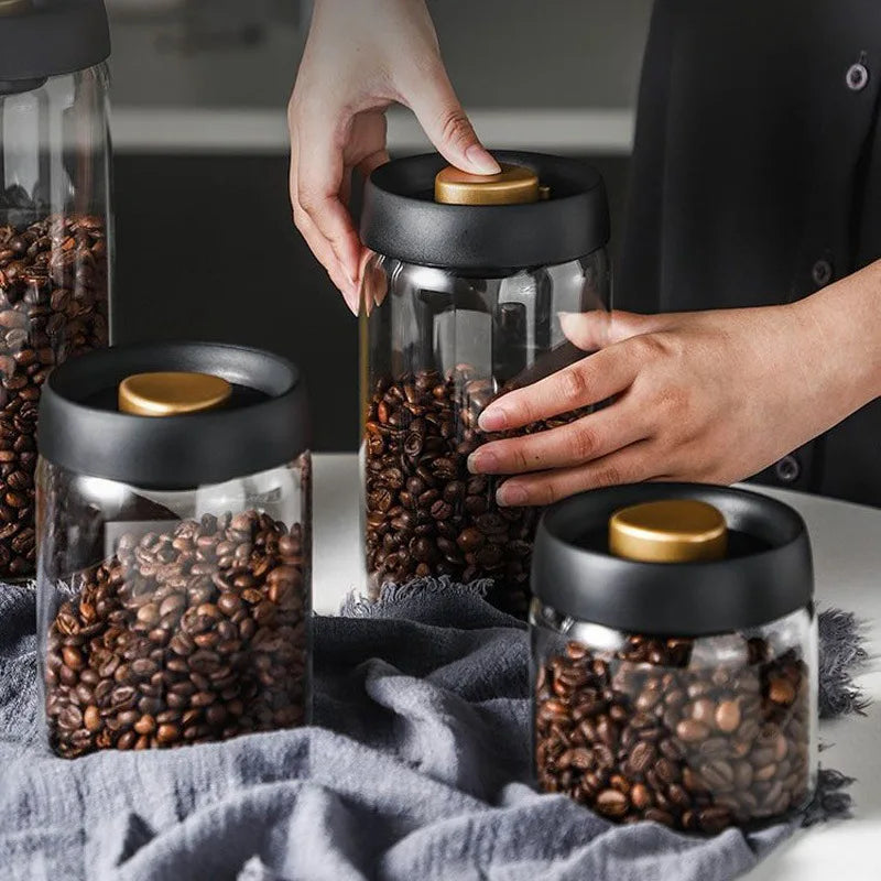 Vacuum Sealed Glass Jar for Coffee, Tea & Food Storage