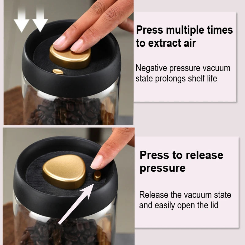 Vacuum Sealed Glass Jar for Coffee, Tea & Food Storage