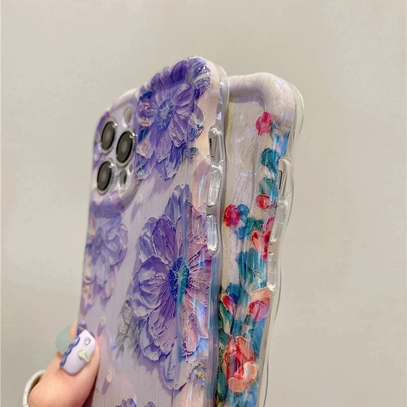 Laser Floral iPhone Case – Shockproof & Glossy