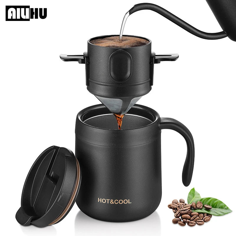 304 Stainless Steel Coffee Filter Set – Eco-Friendly Portable Brewer