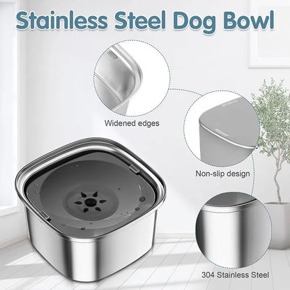 3L Stainless Steel Dog Bowl – Anti-Splash Water Dish