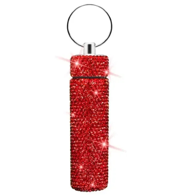Medicine Organizer Bottle | Pill Box Tablet Holder with Sparkling Rhinestone Design | Fine Workmanship Aluminum Alloy Vial for Hiking | Cool Gadgets Store