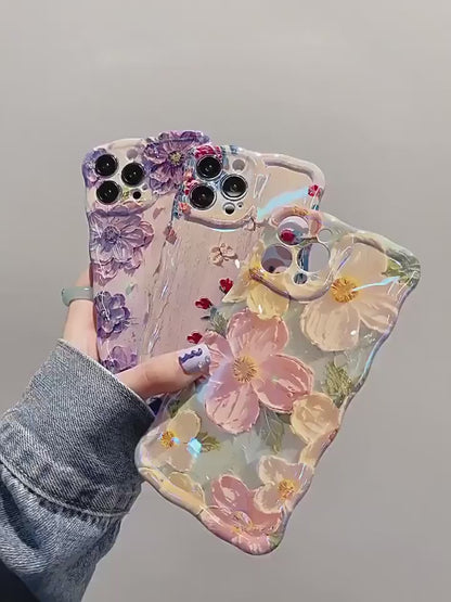 Laser Floral iPhone Case – Shockproof & Glossy